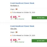 [POSSIBILE LEAK] Rivelato Crash Bandicoot Power Mask in un negozio online